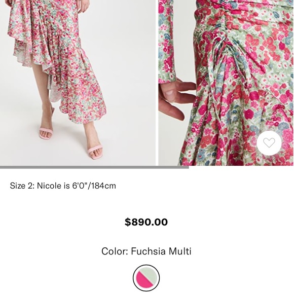 NWT Hellessy Meadon Floral maxi Skirt asymmetrical high low slit ruched - Picture 6 of 15